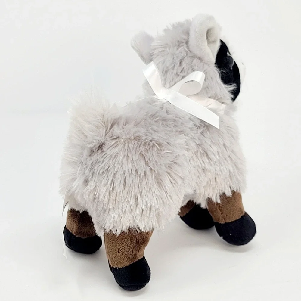 Frankford Candy Goat 7in Plush Grey Black Brown Stuffed Animal Small Ribbon